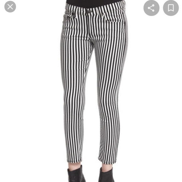 Rag&bone Jeans black and white stripes size 26 beetle juice - Picture 1 of 4
